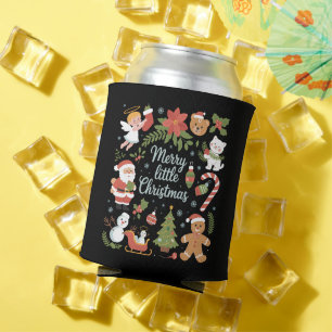 Retro Holiday Vintage Merry Little Christmas Can Cooler