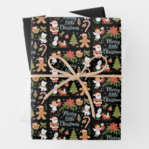 Retro Holiday Vintage Merry Little Christmas Wrapping Paper Sheet