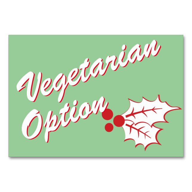 Retro Holly Holiday Custom Buffet Card (Front)