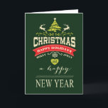 Retro Holly Jolly Christmas Typography | green Holiday Card<br><div class="desc">Cheery,  retro Christmas card full of holiday text in vintage typography with iconic reindeer,  heart and tree accents.  Matching wrapping paper also available. For questions or requests,  email: cheryl@cheryldanielsart.com/contact.  "Retro Holly Jolly Christmas" by Cheryl Daniels © 2013.</div>