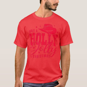 Retro Holly Xmas Jolly Vibes Christmas Happy Cowb T-Shirt