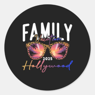 Retro Hollywood Beach Florida Sungles Summer Vacat Classic Round Sticker