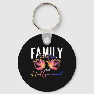 Retro Hollywood Beach Florida Sungles Summer Vacat Keychain