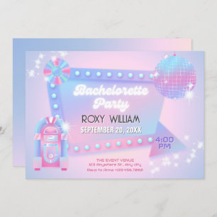 Retro holo disco bachelorette party invitation