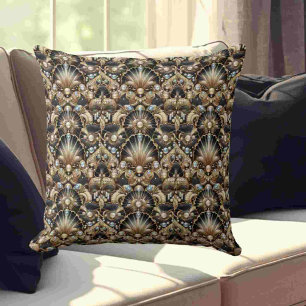 Retro Home Accents   Black and Gold Art Deco Throw Pillow