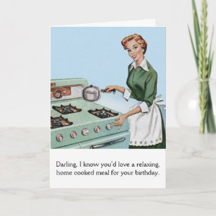 Retro - Home-Cooked Meal for Hubby's Birthday, Card
