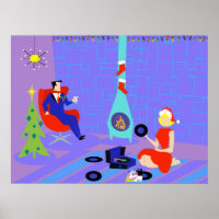 Retro Home for the Holidays Christmas Poster