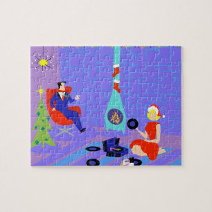 Retro Home for the Holidays Christmas Puzzle
