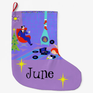 Retro Home for the Holidays Christmas Stocking