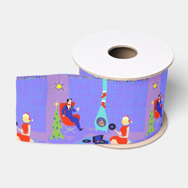 Retro Home for the Holidays Gift Ribbon Grosgrain Ribbon (Spool)