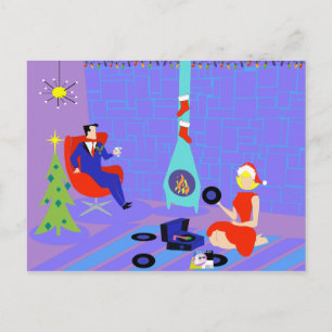 Retro Home for the Holidays Postcard