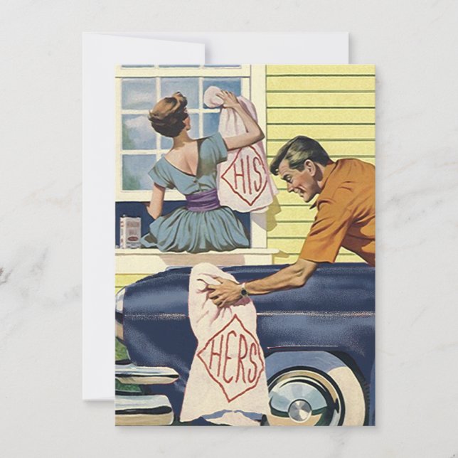 Retro Home Found Blue Car Moved Move Announcement (Front)