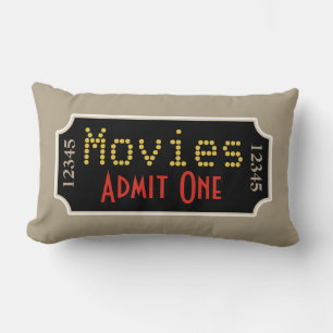 Retro Home Theatre Movie Ticket Cinema Pillow