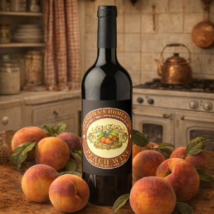 Retro Homemade Peach Wine Label Template