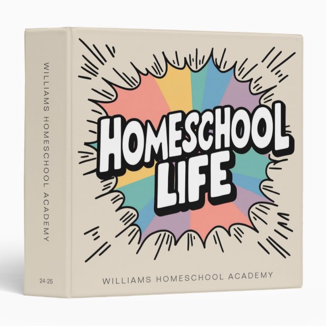 Retro Homeschool Life Organizer Portfolio Binder (Front/Spine)