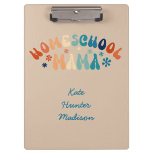 Retro Homeschool Mom Mama Personalized Clipboard