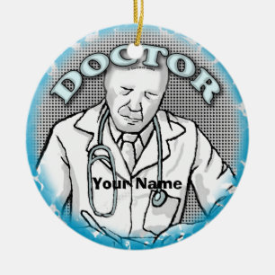 Retro Homme Docteur nom personnalisé ornement