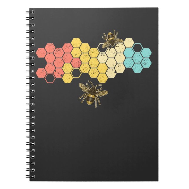 Retro Honeycomb Beekeeper Design for Bee Lover Notebook (Front)