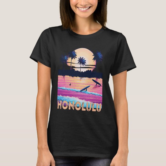 Retro Honolulu Hawaii Souvenir Surf T-Shirt (Front)