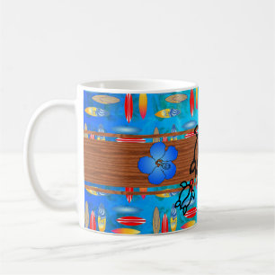Retro Honu Surfboard Coffee Mug