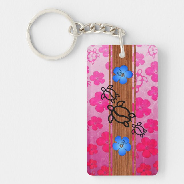 Retro Honu Surfboard Keychain (Front)