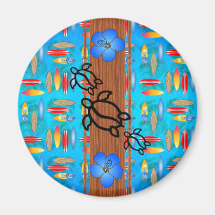 Retro Honu Surfboard Magnet