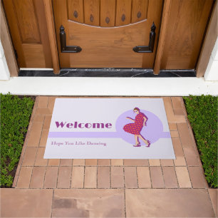 Retro Hope You Like Dancing Purple Personalized Doormat