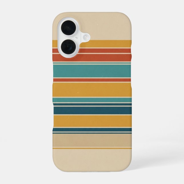Retro Horizontal Lines iPhone 16 Case (Back)