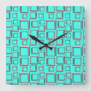 Rétro horloge de carré de motif d'argent et de
