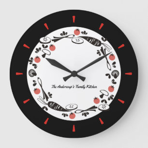 Rétro horloge de cuisine de légumes de couleur