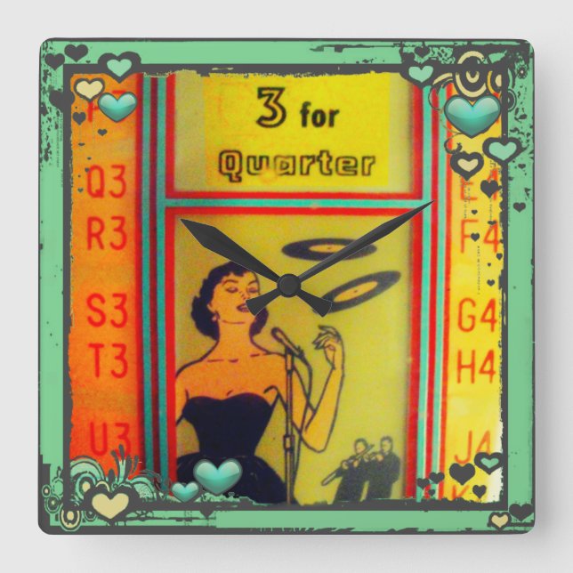 Rétro Horloge du dîner de la boîte de juke! Grande (Recto)