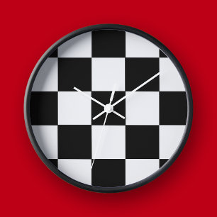 Rétro horloge murale de damier noir et blanc