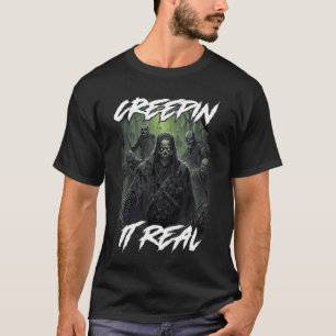 Retro Horror Movie Halloween Zombies Creepin It Re T-Shirt