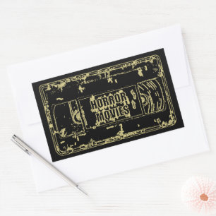 Retro Horror Movies VHS Tape Design Gold Sticker