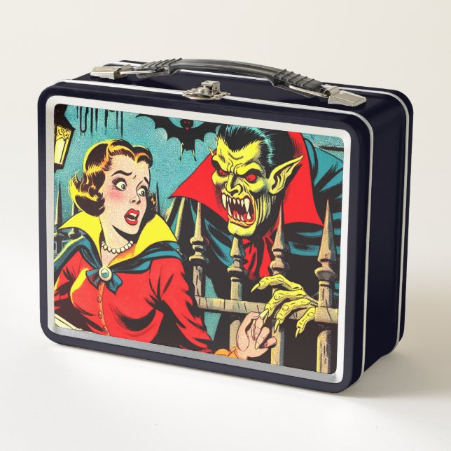Retro Horror Vampire Comics Metal Lunch Box (Front)