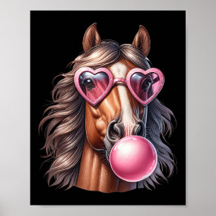 Retro Horse Blowing Bubble Gum With Sungles Horse Poster