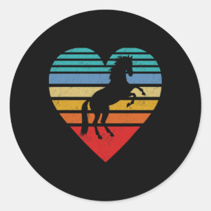 Retro Horse Heart Animal Love Classic Round Sticker