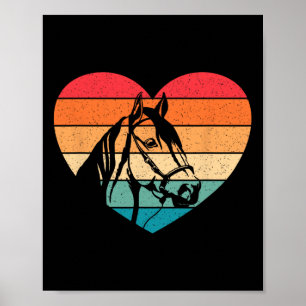 Retro Horse Heart Horseback Riding Horse Lover Wom Poster
