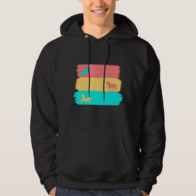 Retro Horse Lover  Equestrian Fan Hoodie (Front)