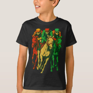 Retro horse racing outfit dynamic race scene derby T-Shirt