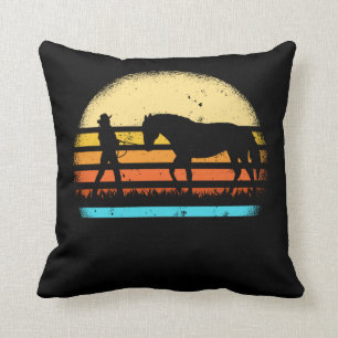 Retro Horse Show Riding equestrian Vintage Cowgirl Throw Pillow