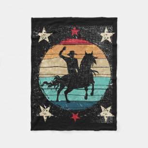 Retro Horseback Riding Country Western Horse Ridin Fleece Blanket