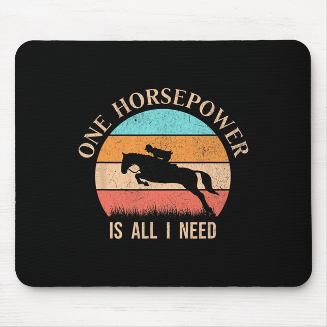 Retro Horseback Riding Girl Funny Horse Rider Vint Mouse Pad (Front)