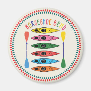 Retro Horseshoe Bend Kayaking Magnet