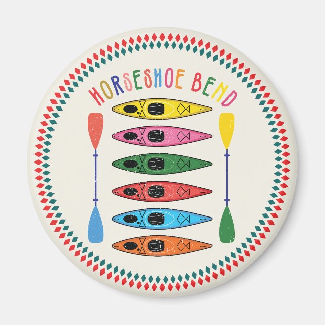 Retro Horseshoe Bend Kayaking Magnet (Front)