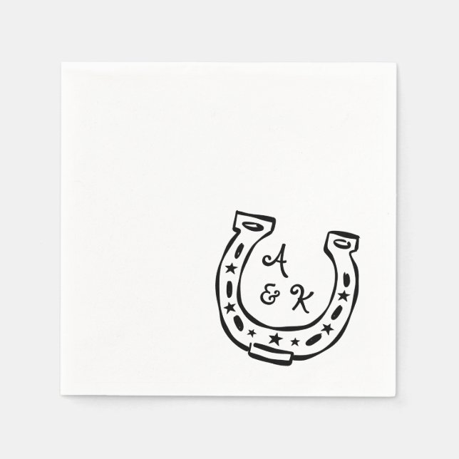 Retro Horseshoe Western Wedding  Napkin (Front)