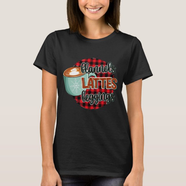 Retro Hot Cocoa Coffee Christmas Flannels Lattes L T-Shirt (Front)