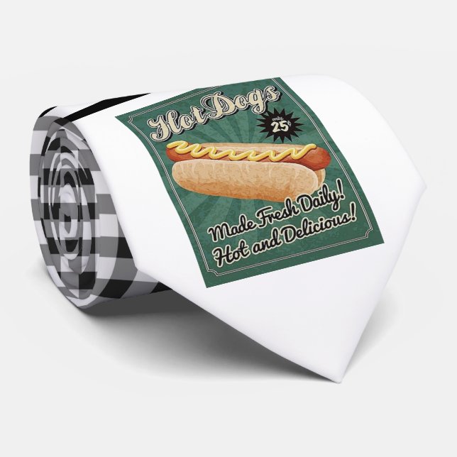Retro Hot Dog Necktie (Rolled)