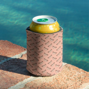 Retro Hot Dog Seamless Pattern Can Cooler