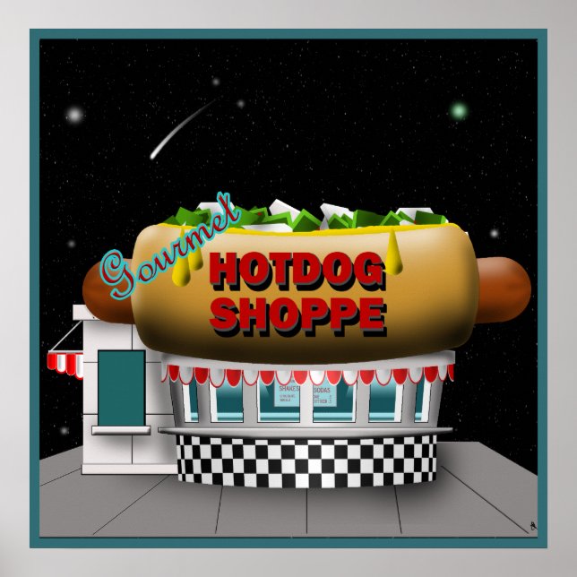 Retro Hot Dog Shoppe Poster (Front)